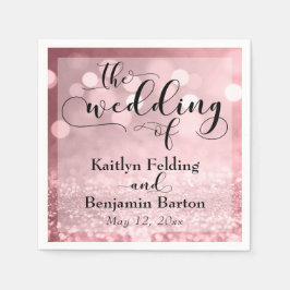 Servilleta De Papel Rosa Purpurina De Oro Tipografía De Bokeh El Boda