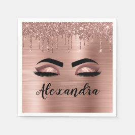 Servilleta De Papel Rosa Purpurina dorado Esparkle Eyelashes Monograma