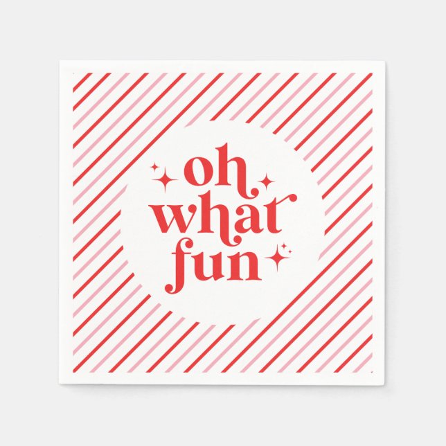 Servilleta De Papel Rosa retro y rojo Oh qué divertido (Anverso)