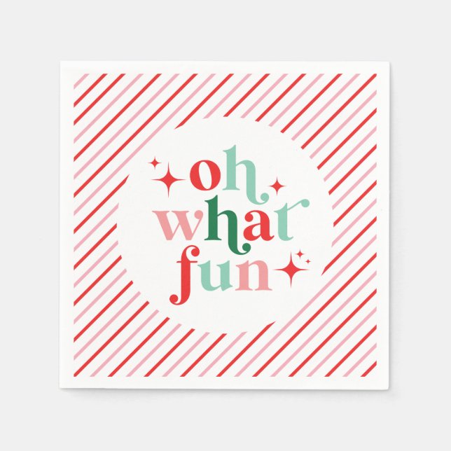 Servilleta De Papel Rosa retro y rojo Oh qué divertido (Anverso)