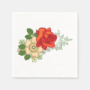 Servilleta De Papel Rosa Roja y Margaritas
