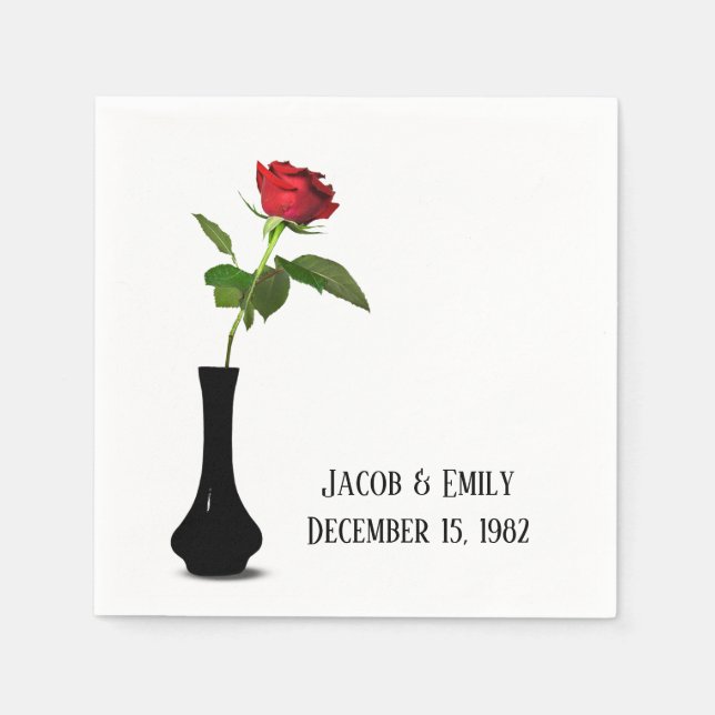Servilleta De Papel Rosa Rojo En Vase Negra (Anverso)