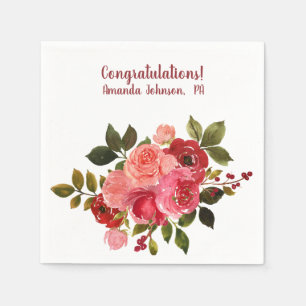 Servilleta De Papel Rosa Rojo Floral Rosa Graduación