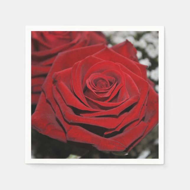 Servilleta De Papel Rosa rojo hermoso (Anverso)