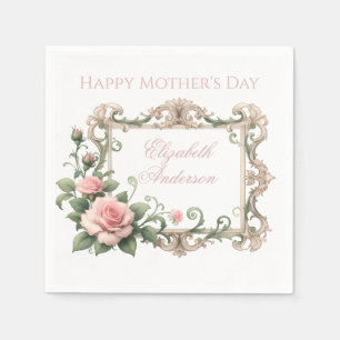 Servilleta De Papel Rosa Rosa Blush Nombre Personalizado