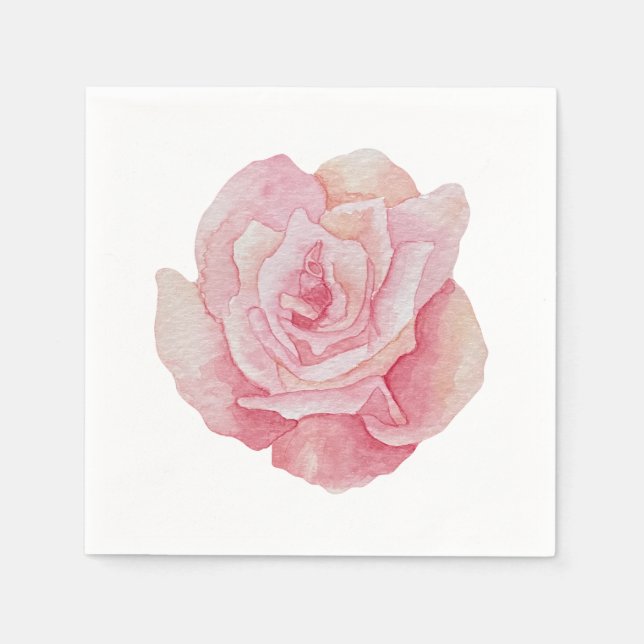 Servilleta De Papel Rosa Rosa Clara Dibujada a Mano Delicada (Anverso)