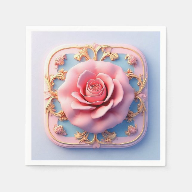Servilleta De Papel Rosa Rosa Estilo Vintage (Anverso)