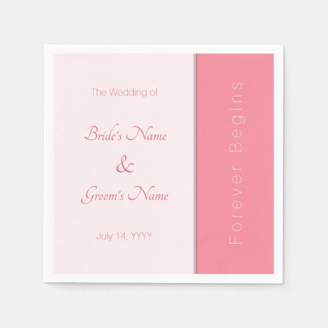 Servilleta De Papel Rosa Rosa Para Siempre Comienza Una Boda Sencillam (Anverso)