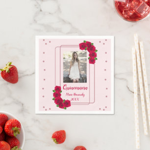 Servilleta De Papel Rosa Rosa Quinceañera