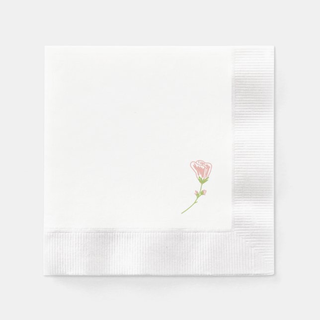 Servilleta De Papel Rosa rosa Rubor simple | Nápoles blancos (Anverso)