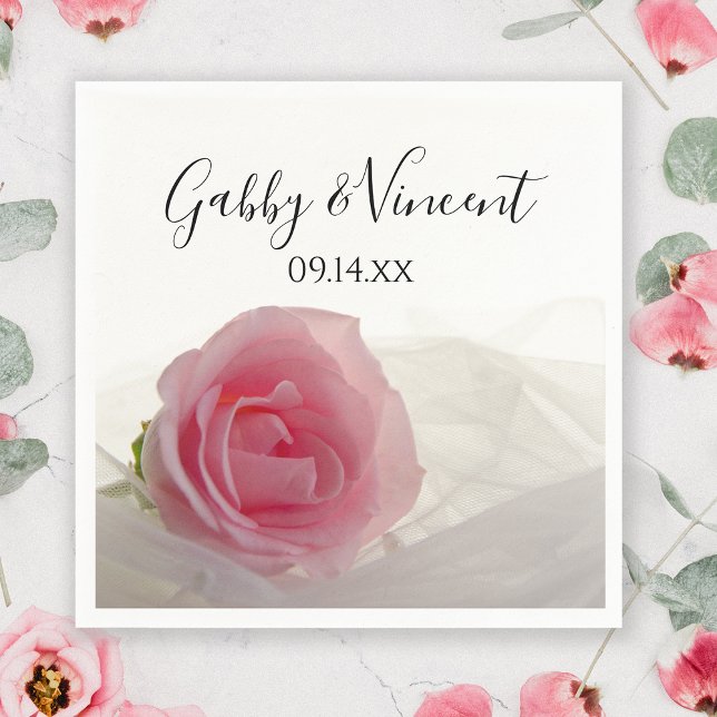 Servilleta De Papel Rosa rosa sobre Boda blanco (Subido por el creador)