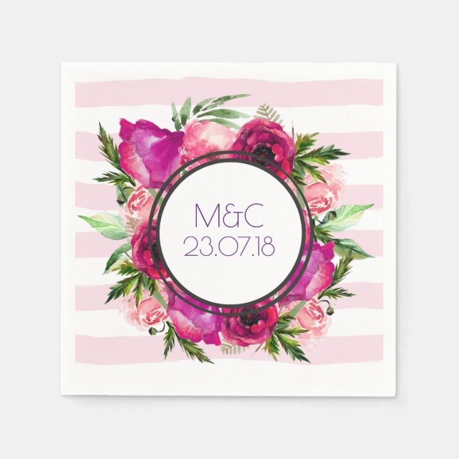 Servilleta De Papel Rosa rosa y adormidera Boda para Bouquet Floral (Anverso)