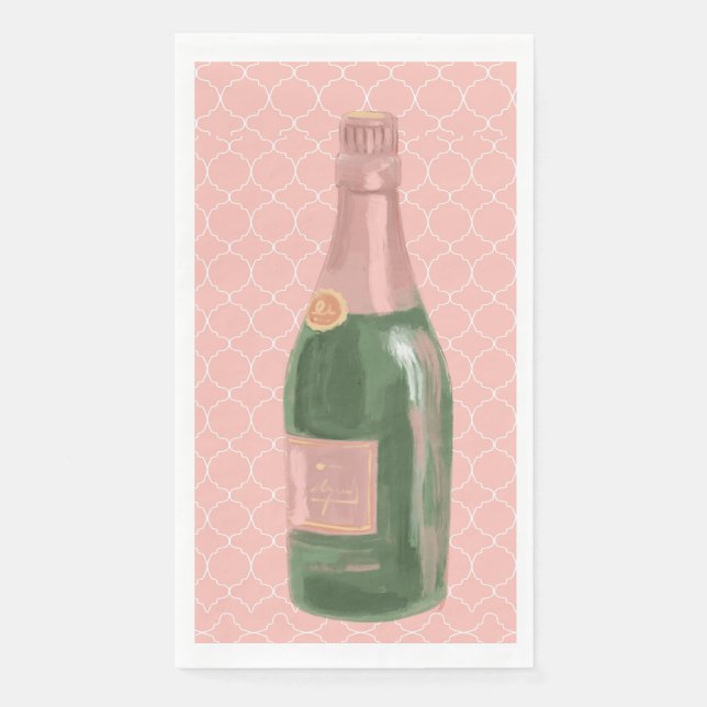 Servilleta De Papel Rosa Rosé de champán rosado puede  (Anverso)