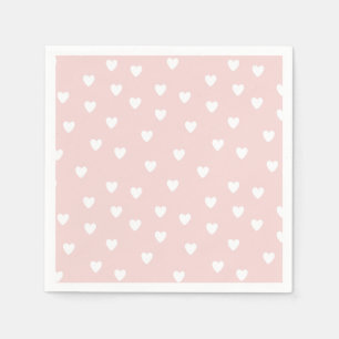 Servilleta De Papel Rosa Rubor con corazones blancos
