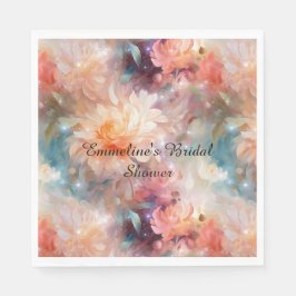 Servilleta De Papel Rosa Rubor Peach Naranja Floral