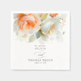 Servilleta De Papel Rosa suave elegante Flores Boda botánico