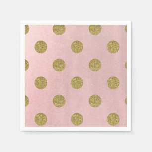 Servilleta De Papel Rosa suave Purpurina de oro rosa Glam Polka Dots F