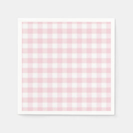 Servilleta De Papel Rosa suave y gingham blanco