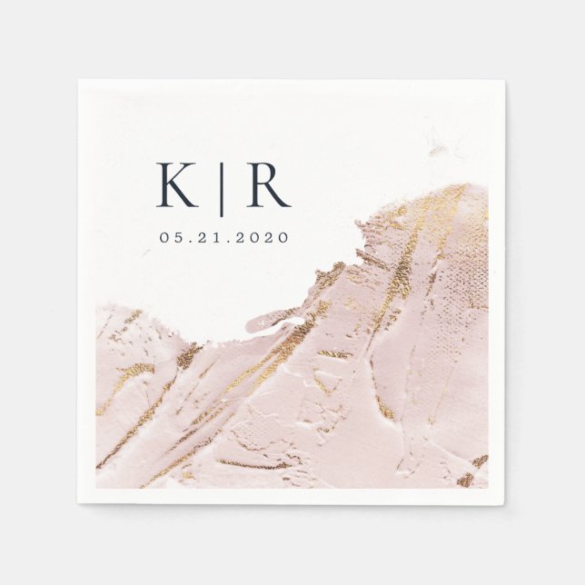 Servilleta De Papel rosa texturizado oro moderno boda Papel Napkins (Anverso)