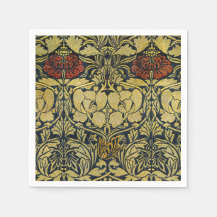 Servilleta De Papel Rosa Tulipán Dorado William Morris Papel Pintado V