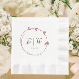 Servilleta De Papel Rosa turbio Boda de unograma de hueso cardíaco sim