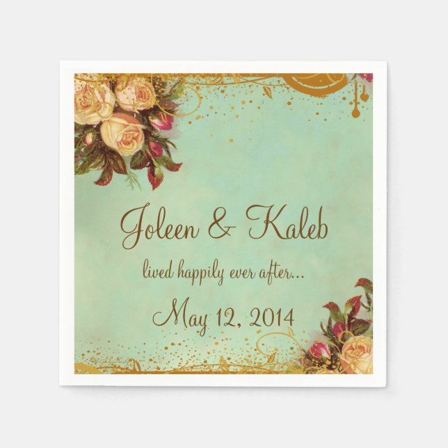 Servilleta De Papel Rosa victoriano elegante toallas personalizadas (Anverso)