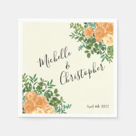 Servilleta De Papel Rosa Vintage de Peach Ivory Boda