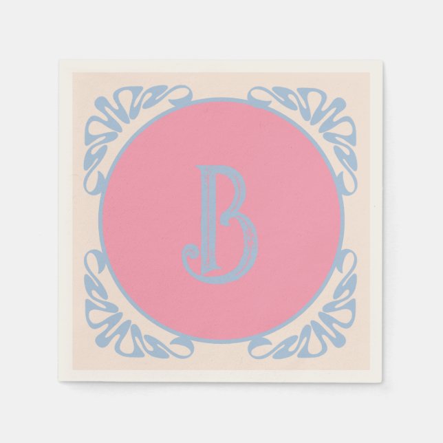 Servilleta De Papel Rosa y azul personalizados (Anverso)