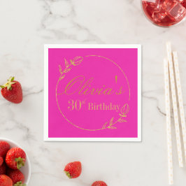 Servilleta De Papel Rosa y Dorado Personalizados