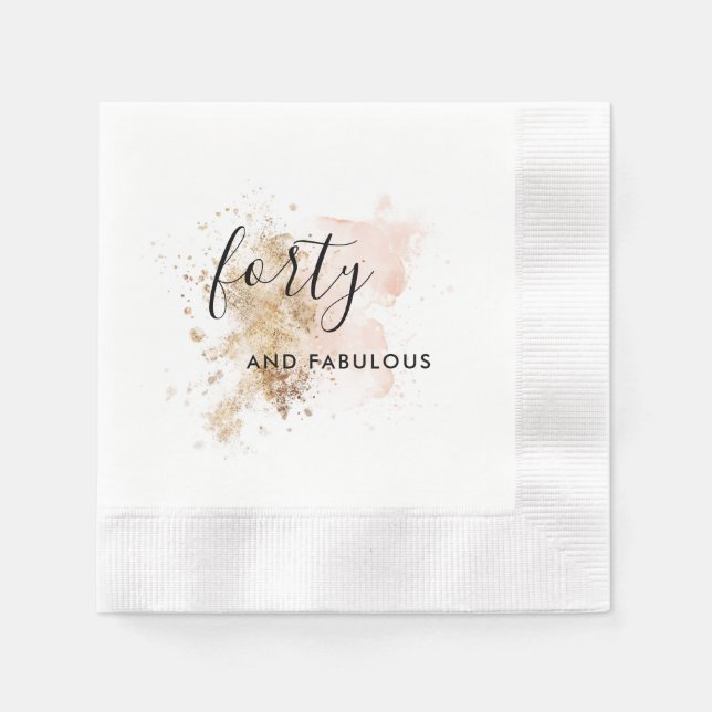 Servilleta De Papel Rosa Y Oro 40 Años (Anverso)