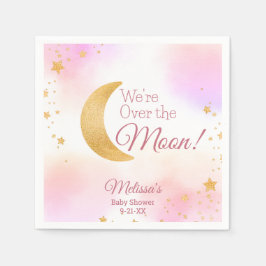Servilleta De Papel Rosa y Oro Estamos sobre la luna Chica Baby Shower