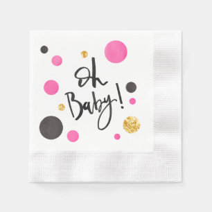Servilleta De Papel Rosa y servilletas de Baby Shower del oro para el