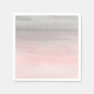 Servilleta De Papel Rosado Sonrojado Gris Moderno Ombre Chic Aquarela