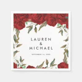 Servilleta De Papel rosales rojas verde floral toallas bodas