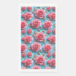 Servilleta De Papel Rosas 3d rosadas