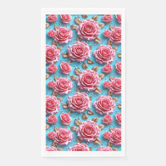 Servilleta De Papel Rosas 3d rosadas (Anverso)