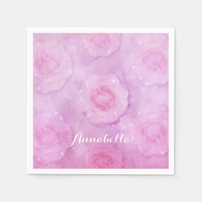 Servilleta De Papel Rosas acuarela (Anverso)