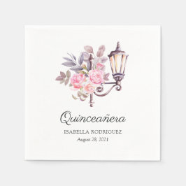 Servilleta De Papel Rosas Acuarela Vintage Rosa Quinceañera Parisina