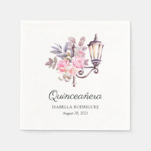 Servilleta De Papel Rosas Acuarela Vintage Rosa Quinceañera Parisina