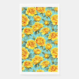 Servilleta De Papel Rosas amarillas sobre un fondo azul