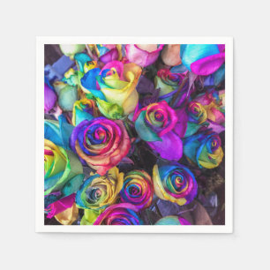 Servilleta De Papel Rosas Arcoíris