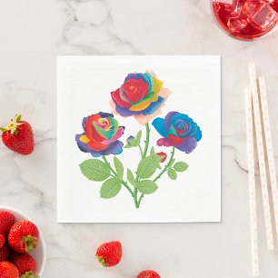 Servilleta De Papel Rosas Arcoíris