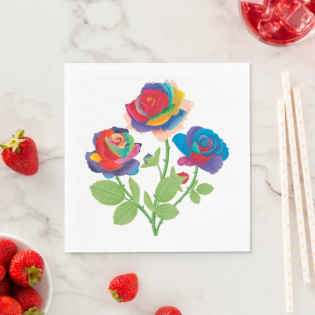 Servilleta De Papel Rosas Arcoíris (Subido por el creador)