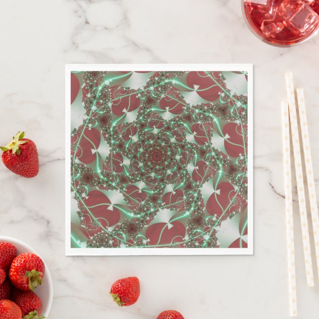Servilleta De Papel Rosas | Arte fractal rojo y verde (In situ)