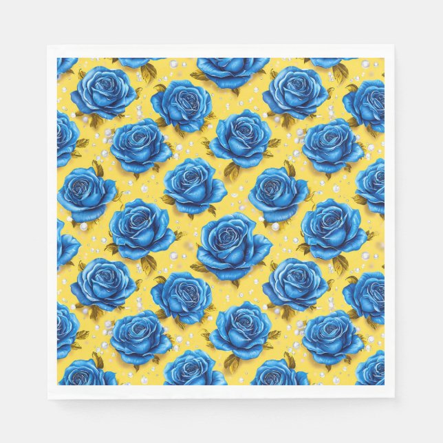 Servilleta De Papel Rosas azules 3d (Anverso)