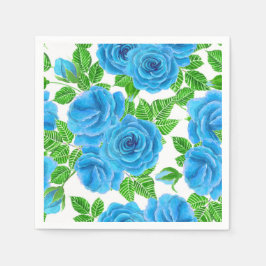 Servilleta De Papel Rosas azules acuarela patrón transparente