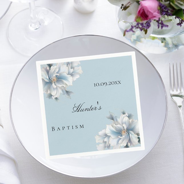 Servilleta De Papel Rosas azules florece elegante bautismo infantil (Subido por el creador)