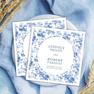 Servilleta De Papel Rosas Azules Románticas Toile Personalizado Boda