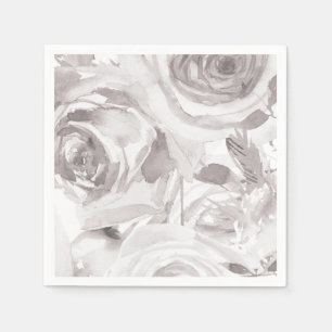 Servilleta De Papel Rosas Blancas Floral Rosa Elegante Moderno Boda