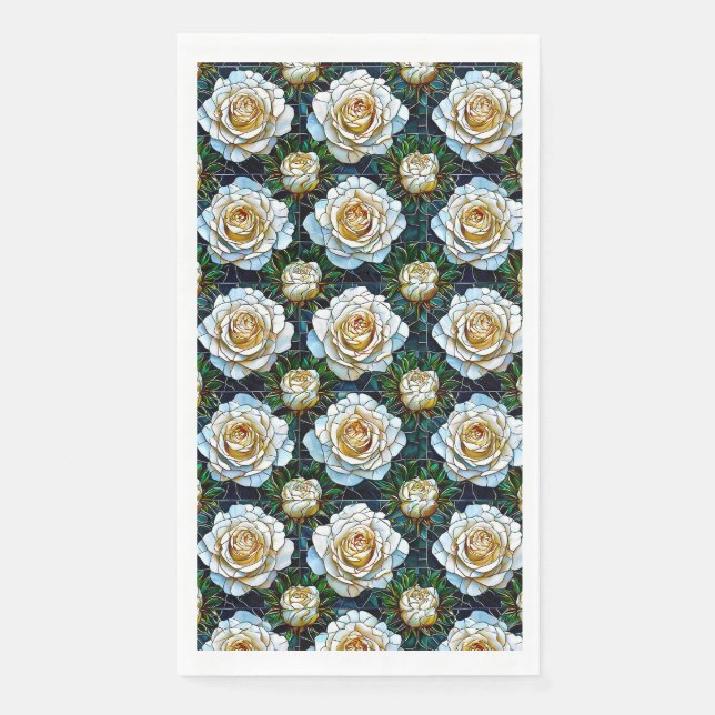 Servilleta De Papel Rosas blancas flores (Anverso)